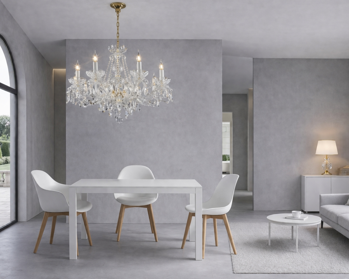 Kristalllüster EL100802PB und Tischleuchte ES624119