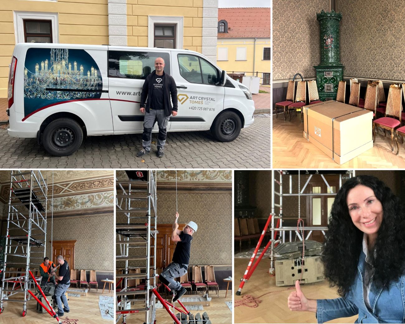 Installation eines Kristallkronleuchters