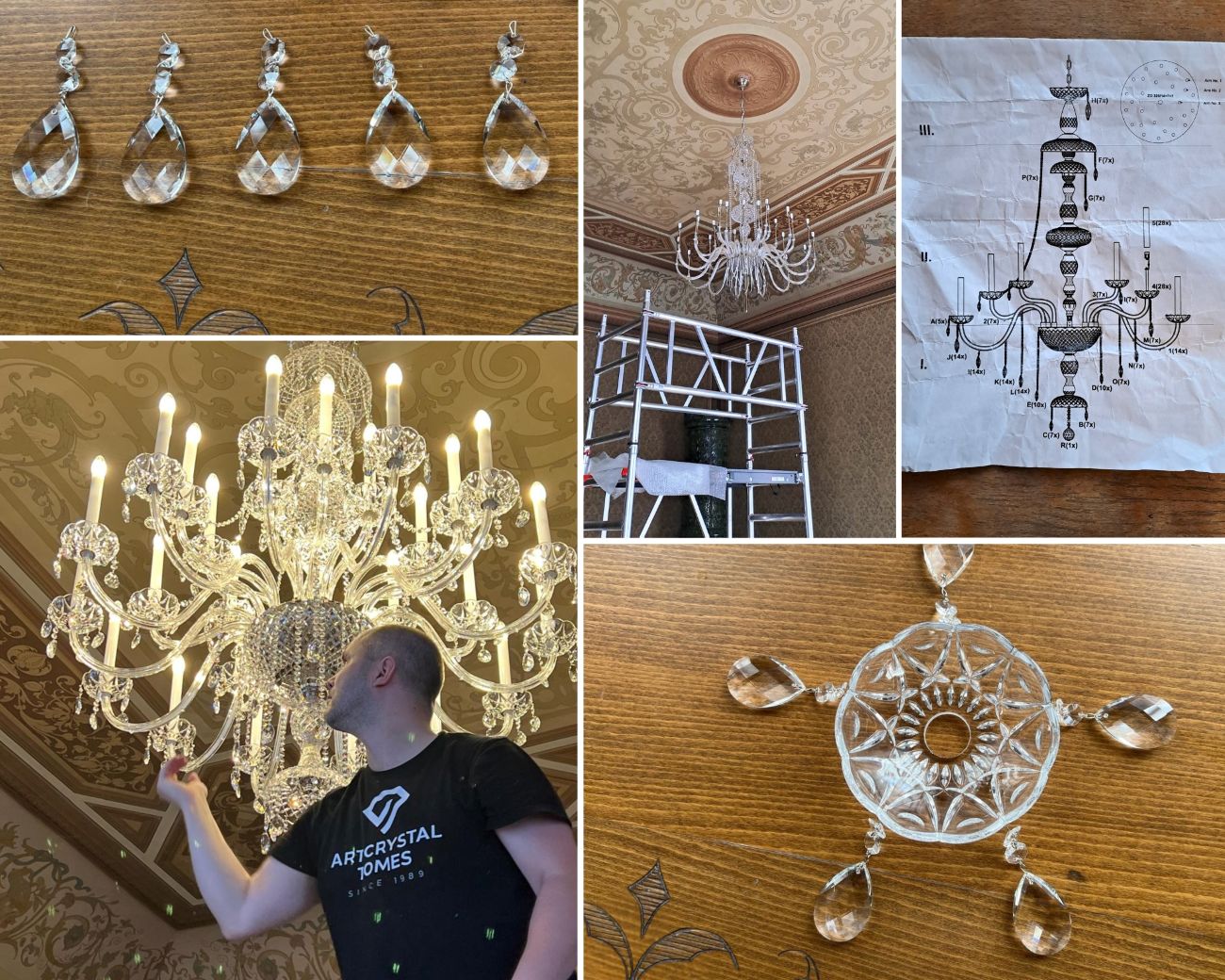 Installation eines Kristallkronleuchters