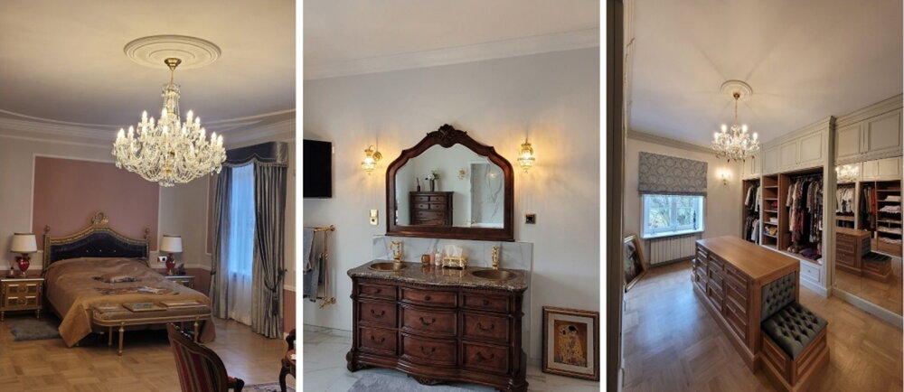 Elegantes Interieur einer Stadtvilla in Polen mit Kristalllüster