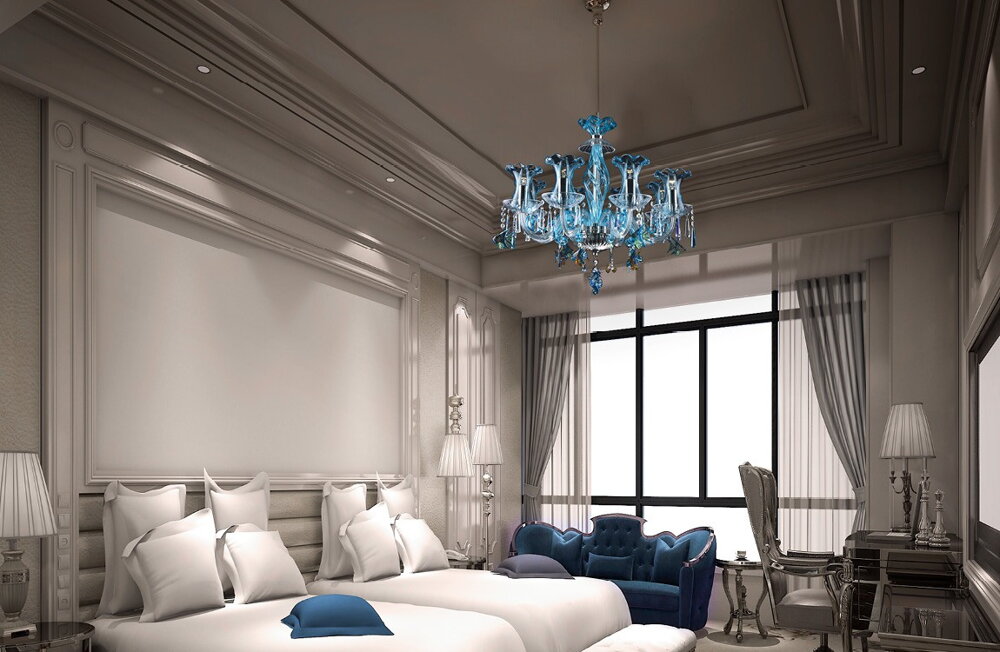 blue crystal chandelier