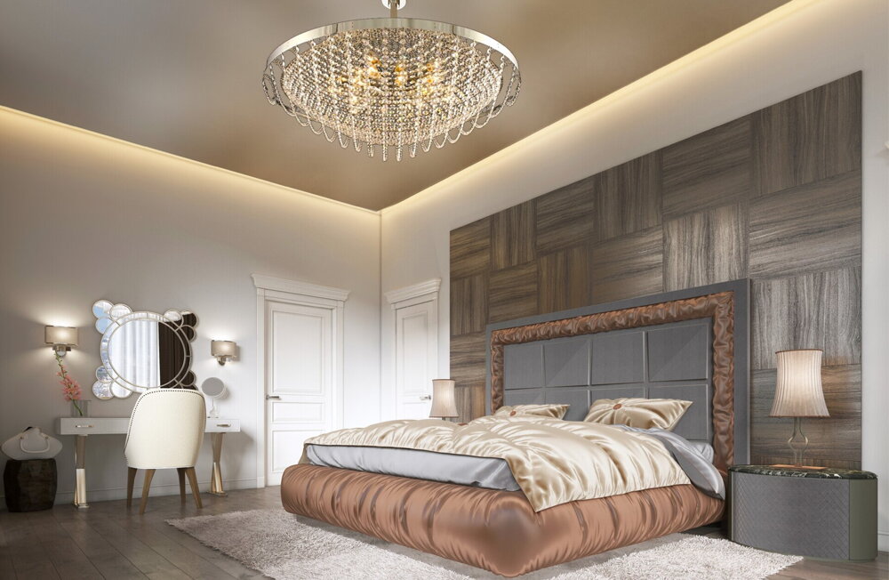 Luxury bedroom lighting - crystal chandelier