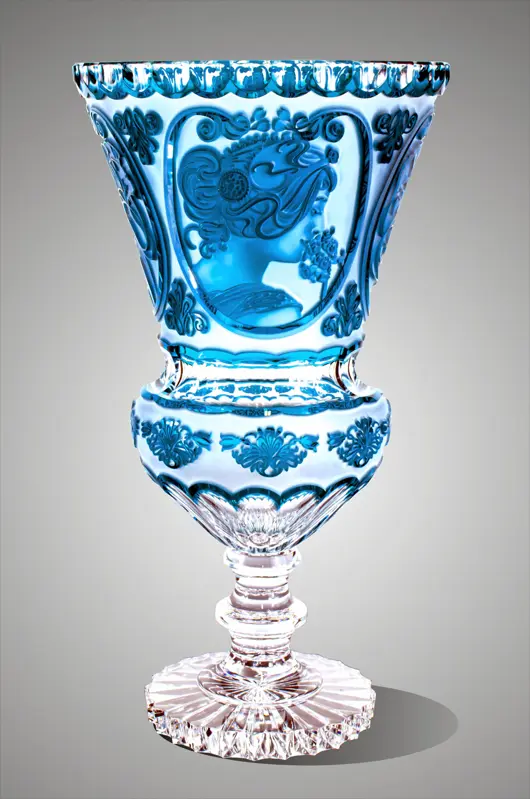 Vase aus geschliffenem Kristall blau A.Mucha SEB83046360M-M