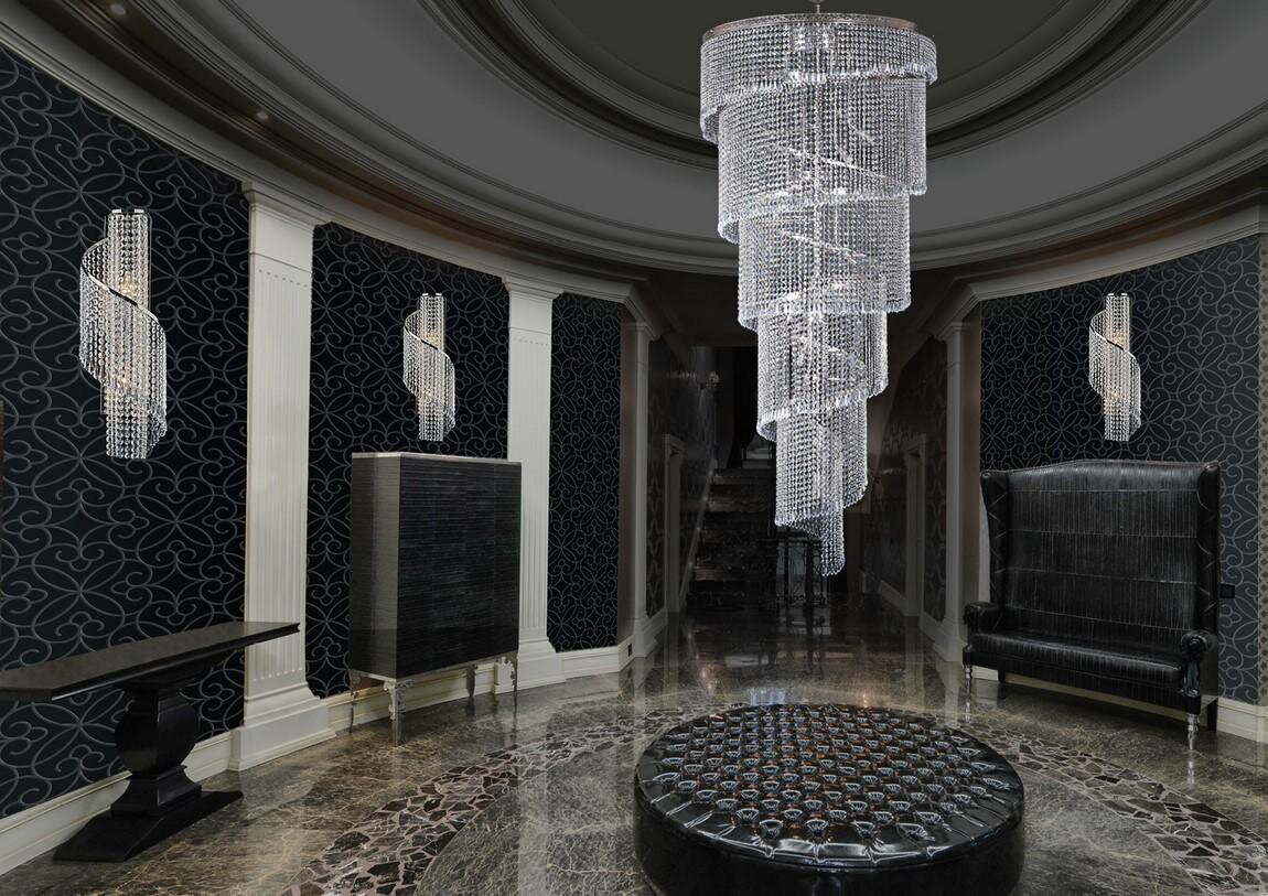 Hallway in glamour style chandelier AL178