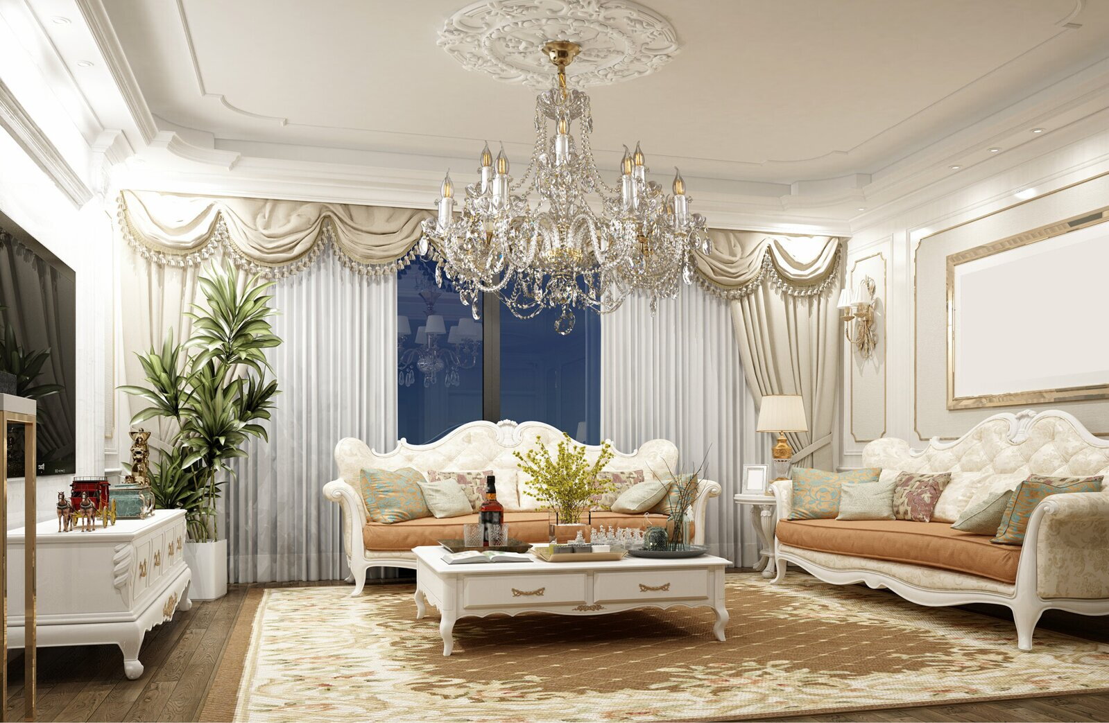 Living Room Crystal Chandeliers EL1078+401PB