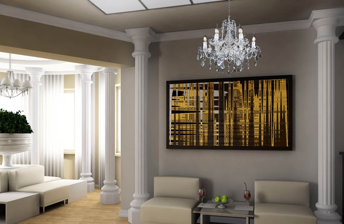 Living room in glamour style crystal Chandelier EL110604PB