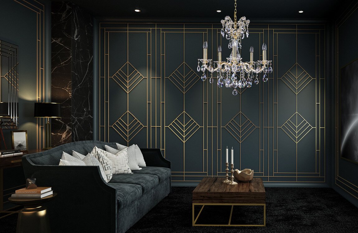 Kristall Kronleuchter für Wohnzimmer im Glamour-Stil L407CE