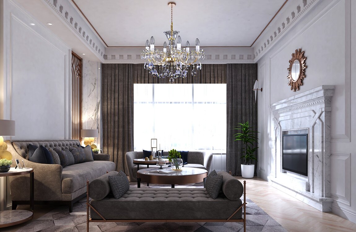Eleganter moderner Kronleuchter für Wohnräume im Glamour-Stil L424CE