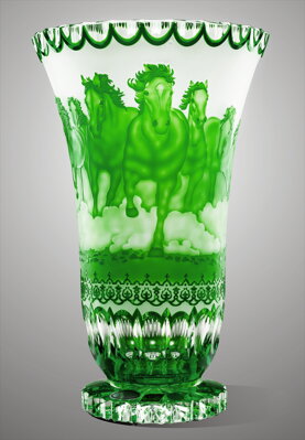 Vase aus geschliffenem Kristall grün SEB80838305H-Z