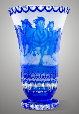 Vase aus geschliffenem Kristall blau SEB80838305H