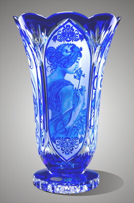 Vase aus geschliffenem Kristall blau A.Mucha SEB80838305M