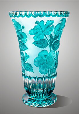 Vase aus geschliffenem türkisfarbenem Kristall SEB80838505I