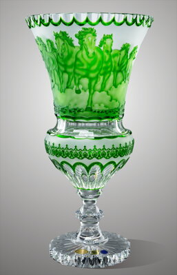 Vase aus geschliffenem Kristall grün SEB83046360H