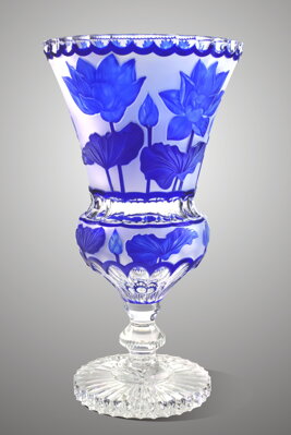 Vase aus geschliffenem Kristall blau SEB83046360L