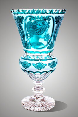 Vase aus geschliffenem türkisfarbenem Kristall A.Mucha SEB83046360M-T