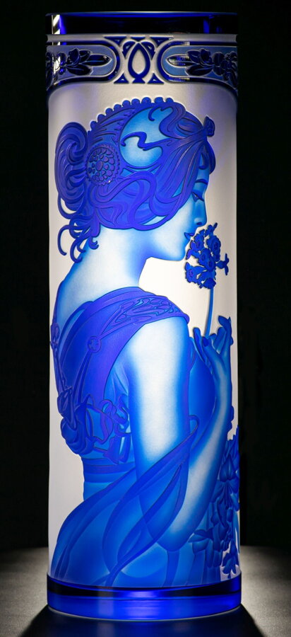 Váza z brúseného krištáľu modrá SEB360MP